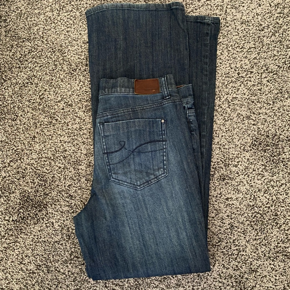 DKNY jeans Houston boot cut size 10 stretch dark blue jeans Y2K